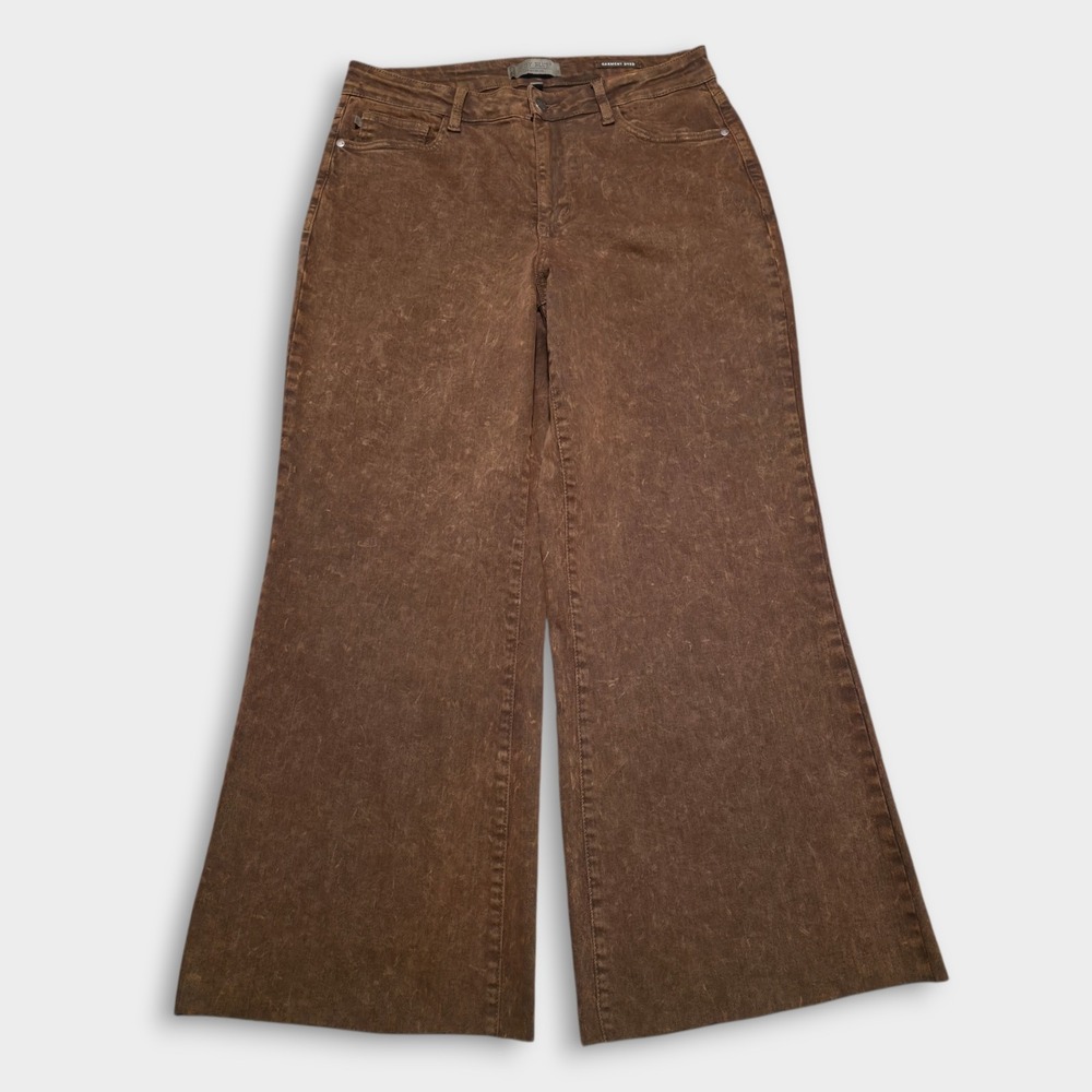 Judy Blue Jeans Womens Wide Leg Garment Dyed Denim Pants Size 16W‎ Rustic Orange